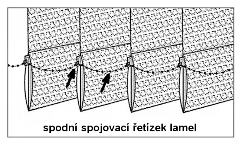 Dolní spojovací řetízek vertikální žaluzie 89mm 